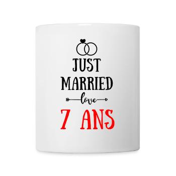 JUST MARRIED ANNIVERSAIRE DE MARIAGE 7 ANS - Mug blanc - blanc - Devant