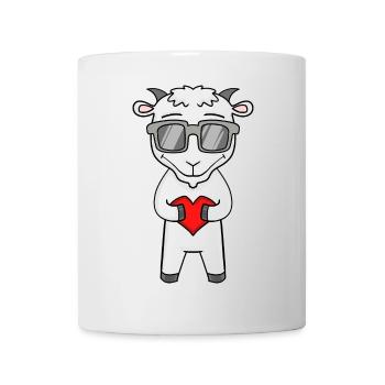 Chèvre avec lunettes de soleil et cœur - Mug blanc - blanc - Devant