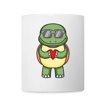 Tortue avec lunettes de soleil et cœur - Mug blanc - blanc - Devant