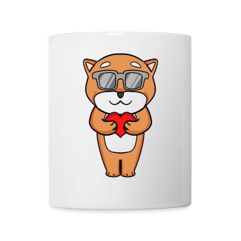 Shiba Inu avec lunettes de soleil et cœur - Mug blanc - blanc - Devant