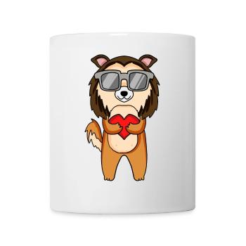 Chien de berger avec lunettes de soleil et cœur - Mug blanc - blanc - Devant