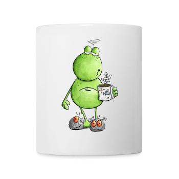 Müder Morgenmuffel Frosch I Verschlafen I Kaffee - Tasse - Weiß - Vorne