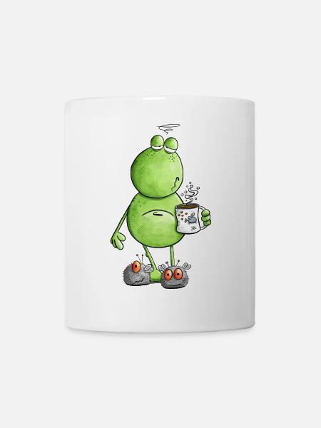 Müder Morgenmuffel Frosch I Verschlafen I Kaffee - Tasse - Weiß