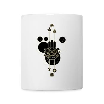 Main Hamsa dorée lotus éthéré - Mug blanc - blanc - Devant