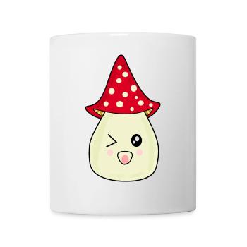 Kawaii Pilz Fliegenpilz cute rot mit Gesicht - Tasse - Weiß - Vorne