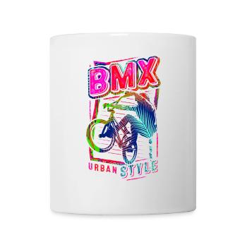 Retro Bmx in Bunt & Farbig - Bmx Fahrrad fahren - Tasse - Weiß - Vorne