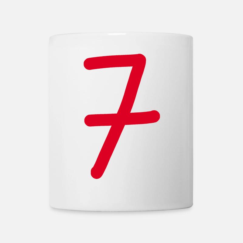 7 Nummer sieben Zahl rot Geburtstag - Tasse - Weiß