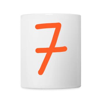 7 Nummer sieben Zahl orangen Geburtstag - Tasse - Weiß - Vorne