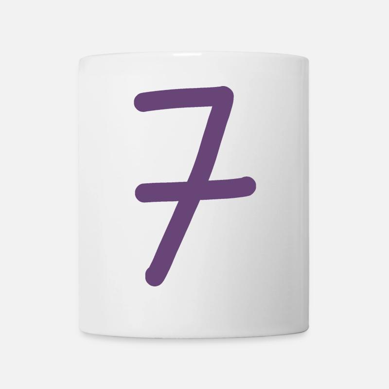 7 Nummer sieben Zahl violett Geburtstag - Tasse - Weiß