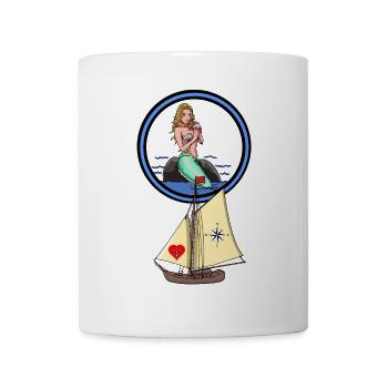 Maritime Seaman Mermaid Mermaid Voilier Ahoy - Mug blanc - blanc - Devant