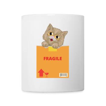 Curious Kitten on Fragile Package - Mug - white - Front