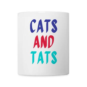 Katzen und bunte Pop-Tattoos - Tasse - Weiß - Vorne
