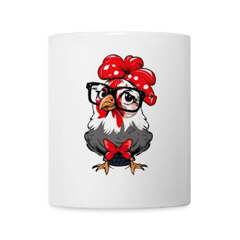 Sweet Chicken With Bandana Headband Glasses Girl - Mug - white - Front