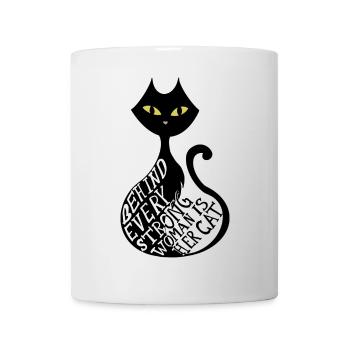 behind every strong woman is her cat - Tasse - Weiß - Vorne