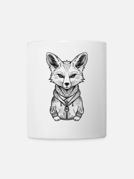 Renard avec illustration de sweat à capuche - Mug blanc - blanc