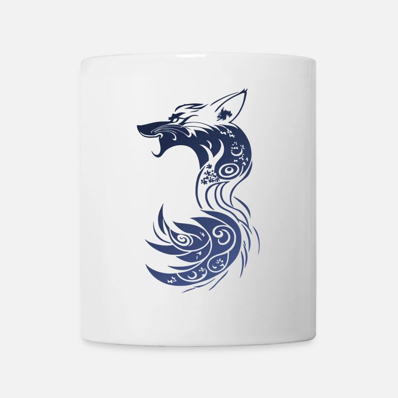 Blue Tribal Fantasy Fox - Mug - white