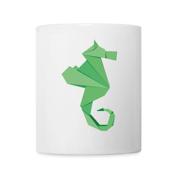 abstract seahorse badges in origami style - Mug - white - Front