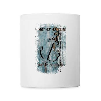 Anker mit Koordinaten - Tasse - Weiß - Vorne