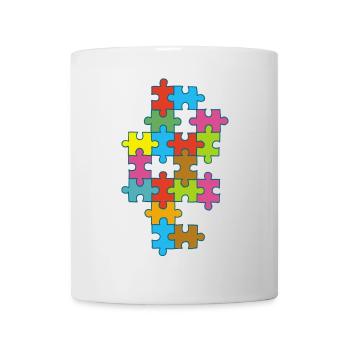 Mehrfarbiges, unvollständiges Puzzle - Tasse - Weiß - Vorne