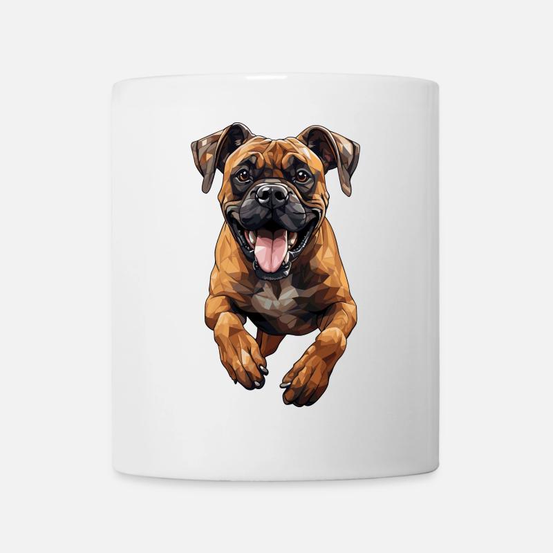 Boxer in jump polygon design - Mug - white