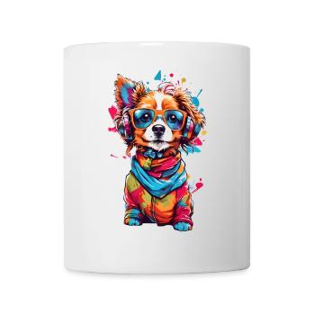 Kleiner süßer bunter Hund - Tasse - Weiß - Vorne