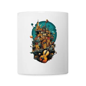 Surreal city with violin in the sky - Mug - white - Front