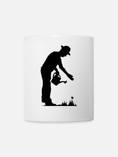 Gärtner Gießkanne Symbol Garten Hut WIese Blumen - Tasse - Weiß