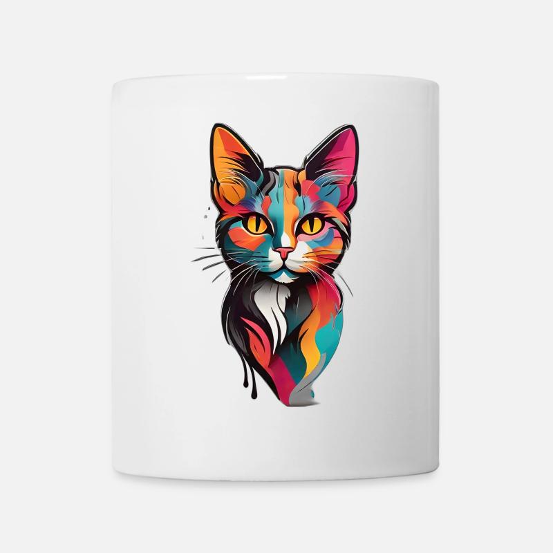 Visage de chat coloré - Mug blanc - blanc