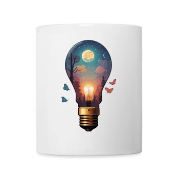Light bulb with moonlight - Mug - white - Front