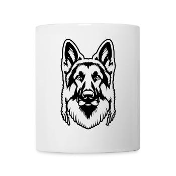 Silhouette noire de berger allemand de la tête - Mug blanc - blanc - Devant