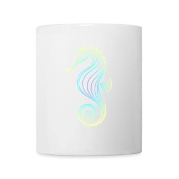 Seepferdchen Farbverlauf Blau Gelb Tribal Grün - Tasse - Weiß - Vorne