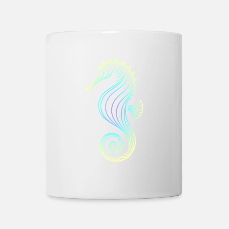 Hippocampe dégradé bleu jaune vert tribal - Mug blanc - blanc