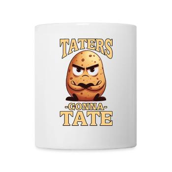 Lustige wütende Kartoffel-Karikatur mit Taters, die zur Tate gehen - Tasse - Weiß - Vorne