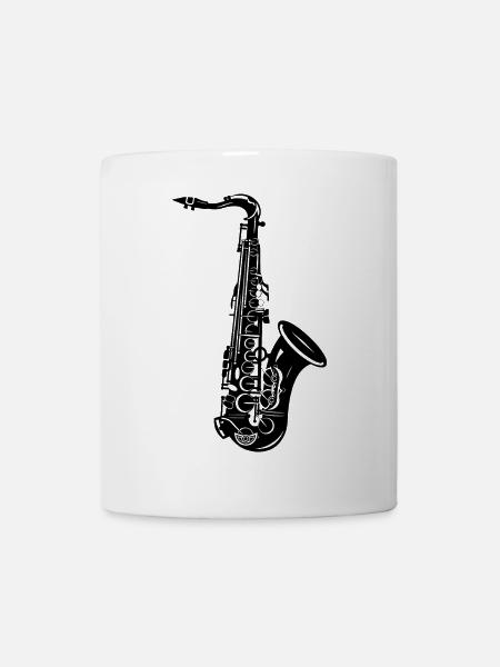Saxophon Zeichnung - Tasse - Weiß