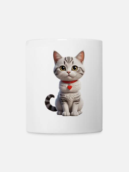 Chat de dessin animé / chat de dessin animé - Mug blanc - blanc