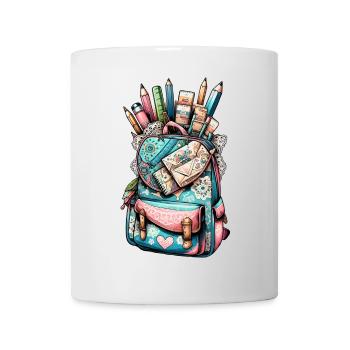 Cartable coloré avec de jolis détails - Mug blanc - blanc - Devant