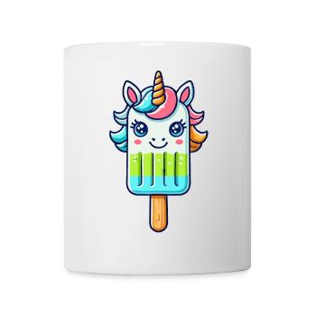 Ein Eis am Stil in Form eines bunten Einhorns - Tasse - Weiß - Vorne
