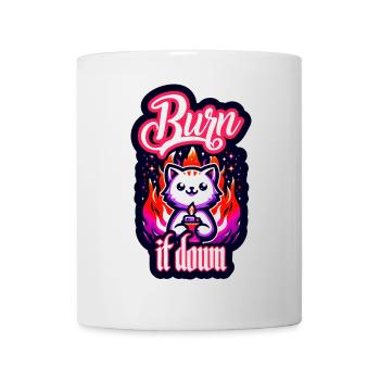 Burn it down | Katze mit Feuer - Tasse - Weiß - Vorne