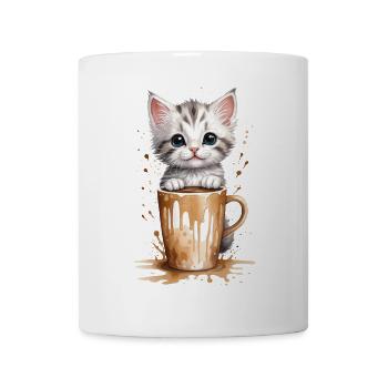 Kätzchen und Kaffeetasse - Purrfect Morning - Tasse - Weiß - Vorne