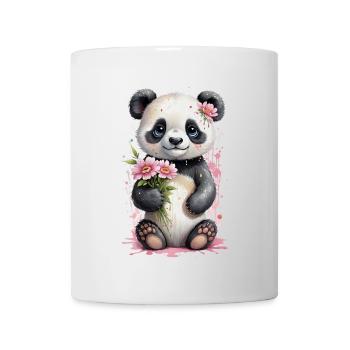 Kawaii Panda with Flowers - Adorable Watercolor - Mug - white - Front