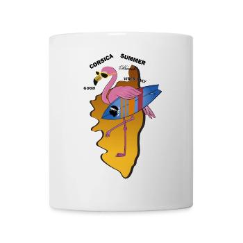 Carte du terrain Corse Flamingo avec planche de surf Été - Mug blanc - blanc - Devant