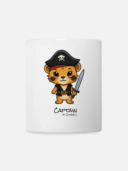 Piratenkätzchen mit Säbel - Tasse - Weiß