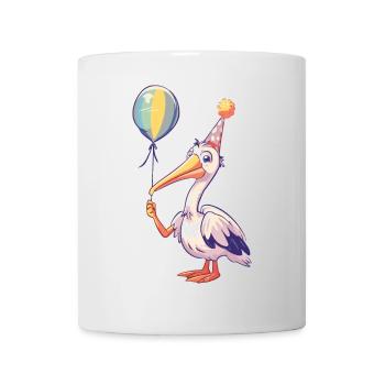 Pelikan Vogel Geburtstag Comic - Tasse - Weiß - Vorne