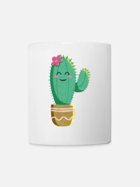 Süßer Kaktus mit Blume - Tasse - Weiß