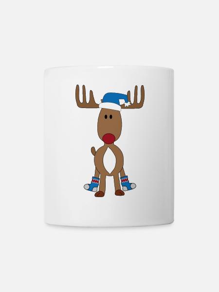 Lustiger Elch zu Weihnachten - Tasse - Weiß