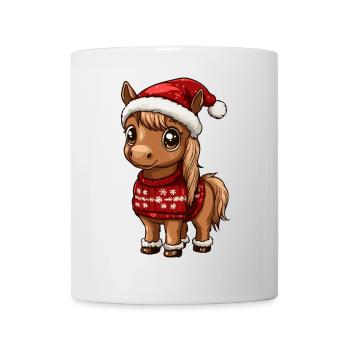 Pferd Weihnachten Comic - Tasse - Weiß - Vorne