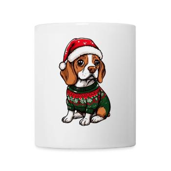 Beagle Hund Weihnachten Comic - Tasse - Weiß - Vorne