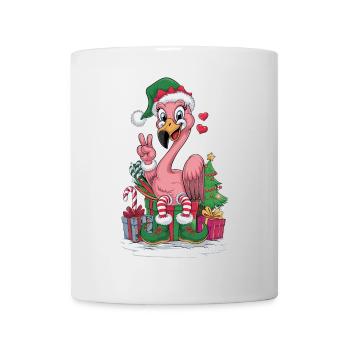 Flamingo Elfe Weihnachten Friedenshand - Tasse - Weiß - Vorne