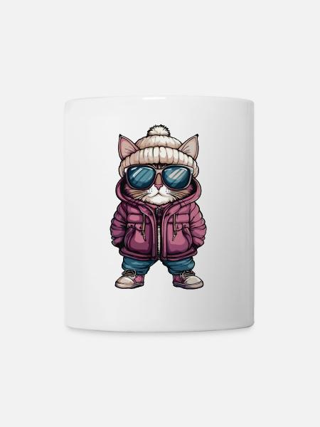 Katze Winter - Tasse - Weiß