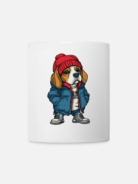Beagle Hund Fashion Winter - Tasse - Weiß